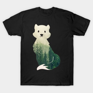 Misty forest fox silhouette pattern - Nature T-Shirt